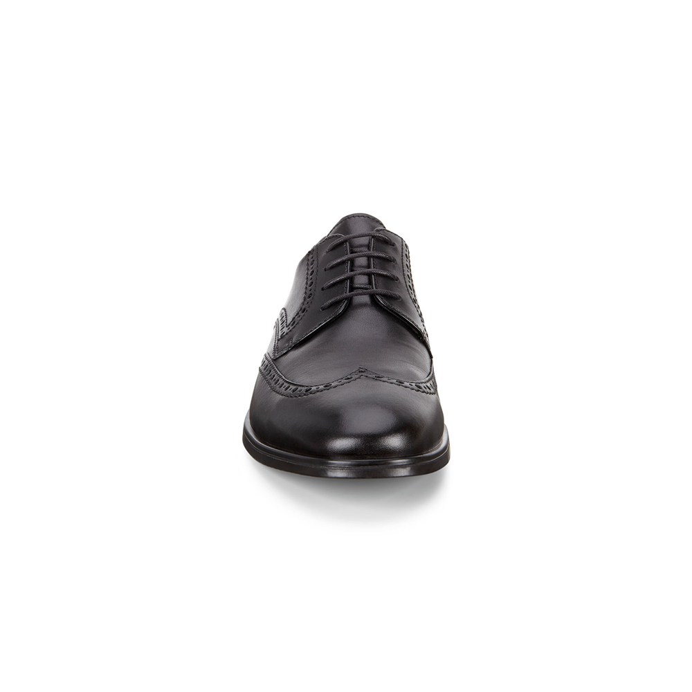 ECCO Mens Dress Shoes Black - Melbourne Wingtip Tie - GOC-789150